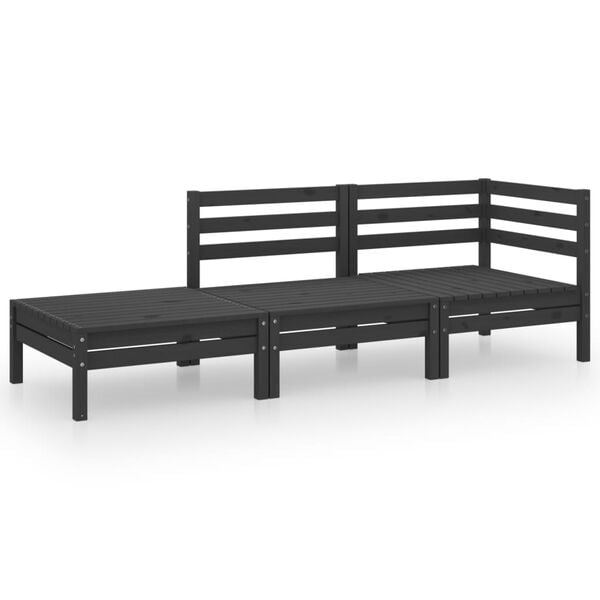 vidaXL Garden Lounge Set Black Solid pine wood Medium Modular