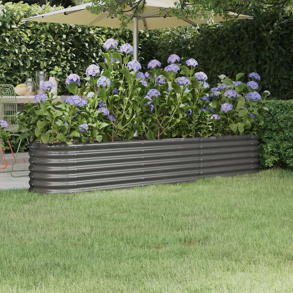 vidaXL Garden Raised Bed Gray Powder-coated steel Large Durable