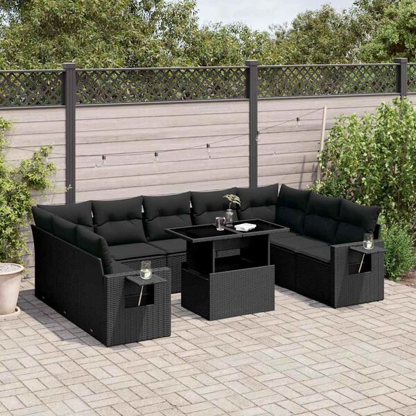 vidaXL Garden Sofa Set Black