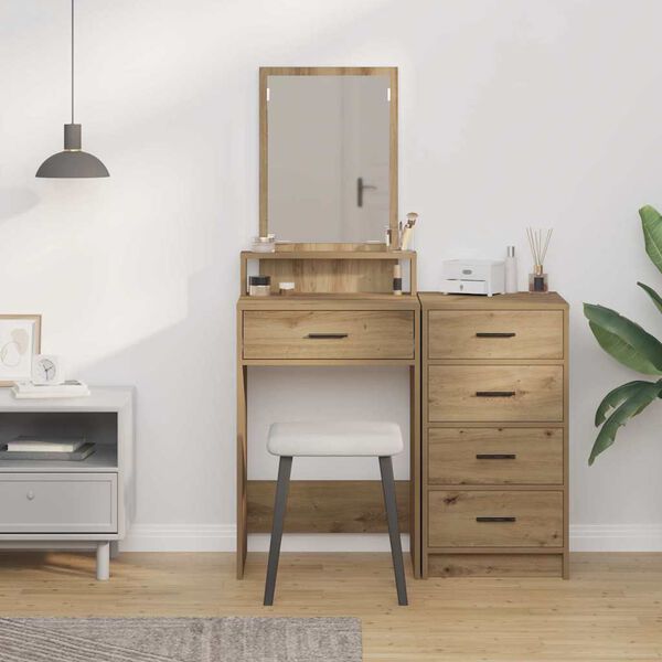 vidaXL Dressing Table with Drawer Artisan Oak 19.69 x 16.14 x 55.12 in