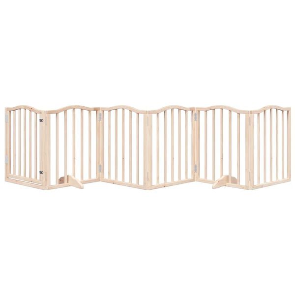 vidaXL Dog Gate with Door Foldable 6 Panels 118.1 " Poplar Wood