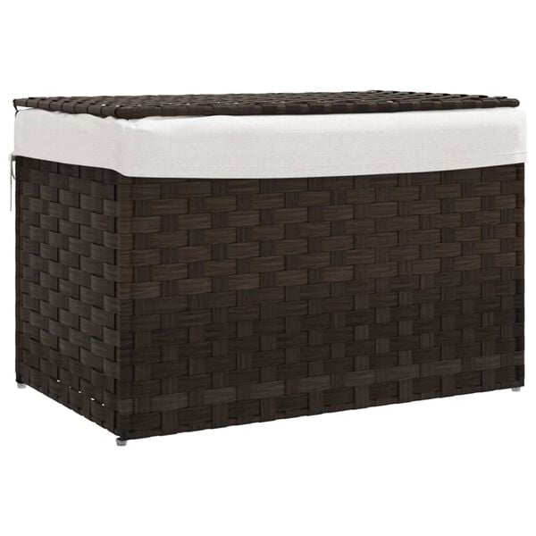 vidaXL Laundry Basket with Lid Dark Brown 21.9x13.8x13.4" Poly Rattan