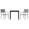 vidaXL Garden Dining Set with Cushion 3 pcs Grey Poly Rattan