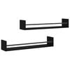 vidaXL Wall Shelf Set of 2 Black Engineered wood, Steel Medium