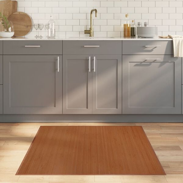 vidaXL Rug Brown Bamboo, Polypropylene 39.4 x 39.4 in Bamboo Rug