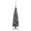 vidaXL Slim Artificial Pre-lit Christmas Tree with Ball Set Green 47.2"