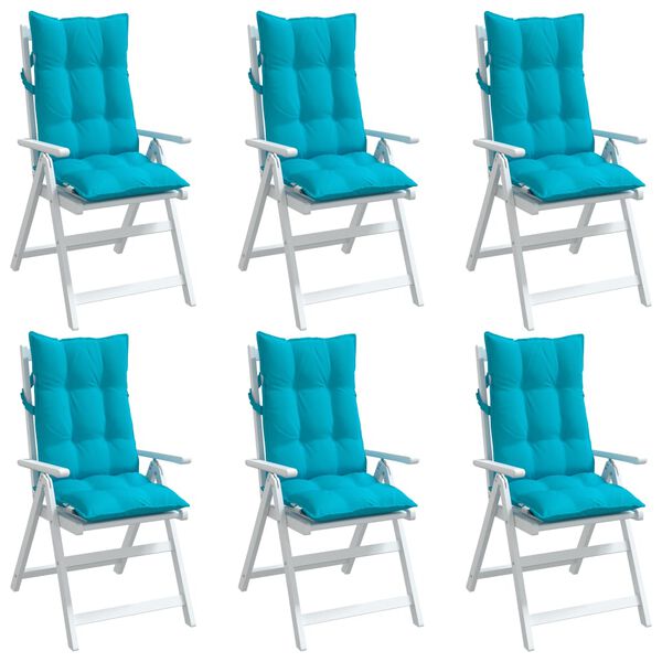 vidaXL Highback Chair Cushion Set of 6 Turquoise