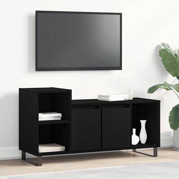 vidaXL TV Cabinet Set Wall-mounted Black Oak 39.37 x 13.78 x 21.65 in
