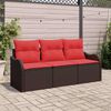 vidaXL Garden Sofa Set with Cushion 3 pcs Brown Poly rattan