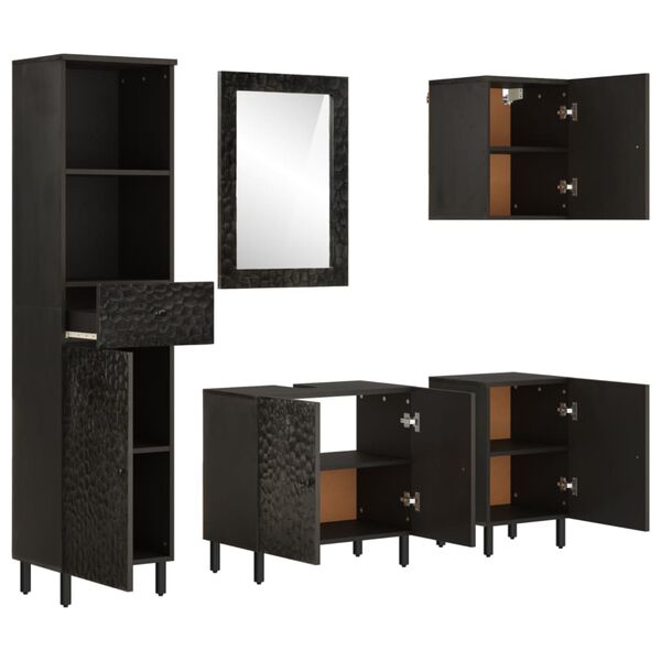 vidaXL Bathroom Cabinet Set Black