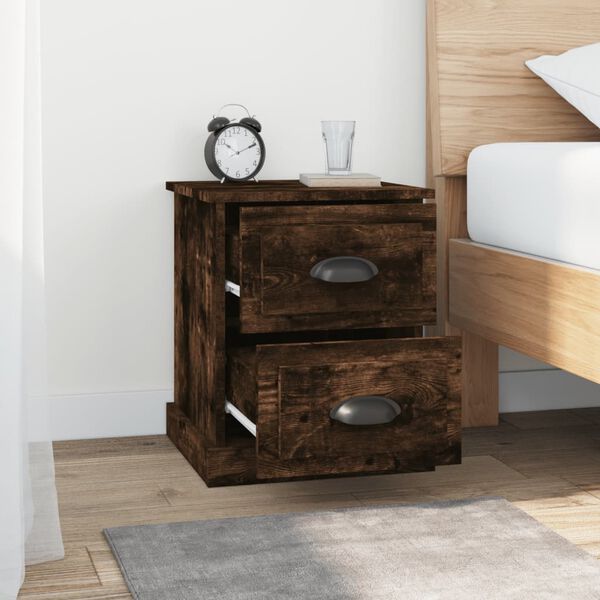 vidaXL Bedside Cabinet Set of 2 Smoked oak Engineered wood