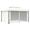 vidaXL Gazebo with Curtain 13.1'x9.8' Cream White Aluminum