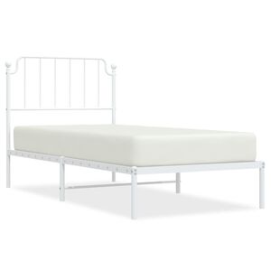 vidaXL Bed Frame White Powder-coated steel Twin Bed Frame Rectangular