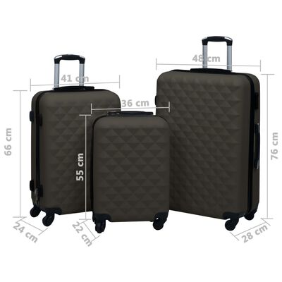 vidaXL Hardcase Trolley Set 3 pcs Anthracite ABS