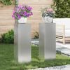vidaXL Plant Stand 2 pcs Silver 9.45 x 9.45 x 29.53 in