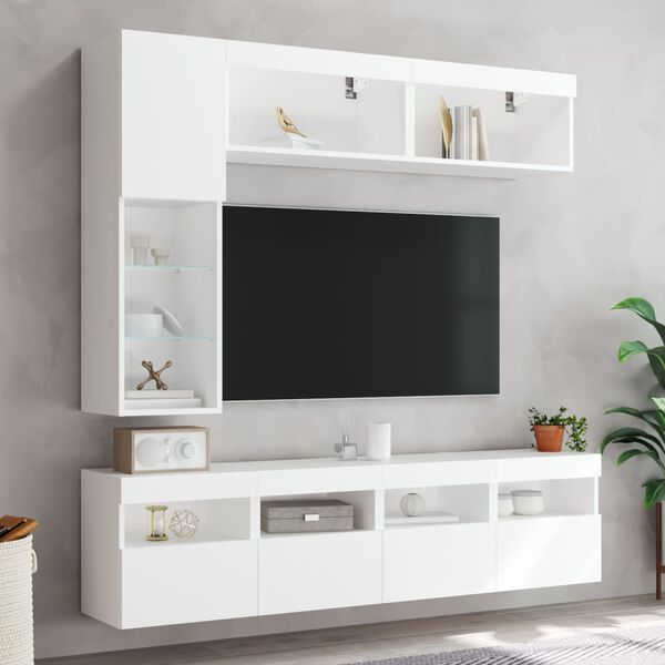 vidaXL TV Wall Cabinet Set White Engineered wood Large