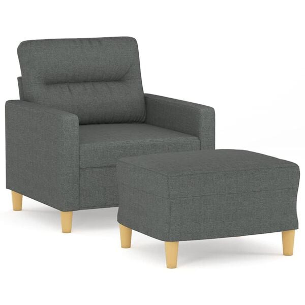 vidaXL Sofa Chair With Footstool Dark grey