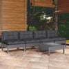 vidaXL Garden Lounge Set Grey Solid pine wood, fabric (100% polyester)