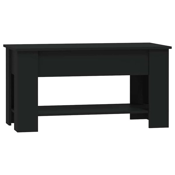 vidaXL Coffee Table Black Engineered Wood Medium Height-Adjustable