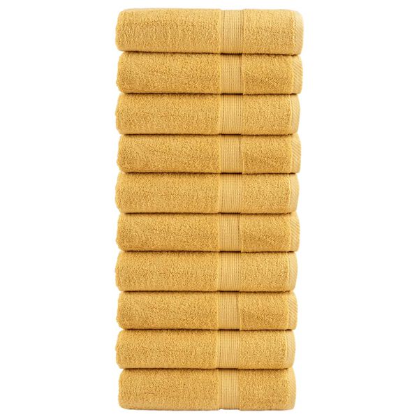 vidaXL Hand Towel Set of 10 Gold 100% Cotton 19.7 x 39.4 in Hand Towel