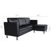 vidaXL Sectional Sofa 3-Seater Artificial Leather Black