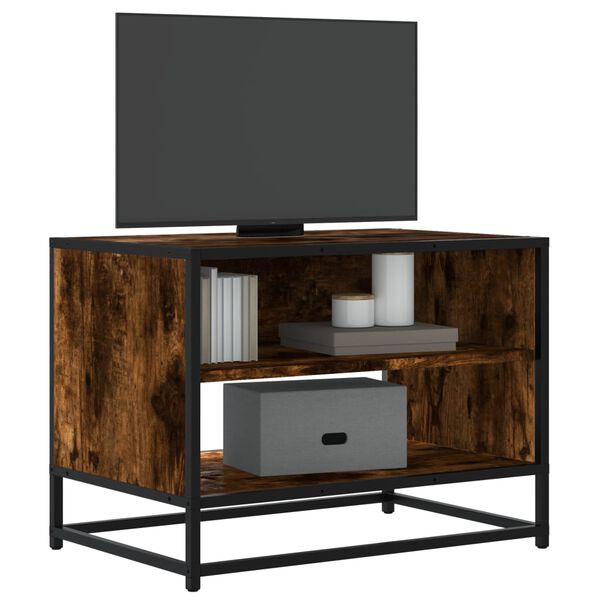vidaXL TV Cabinet Smoked oak Engineered wood and metal Medium TV Cabinet