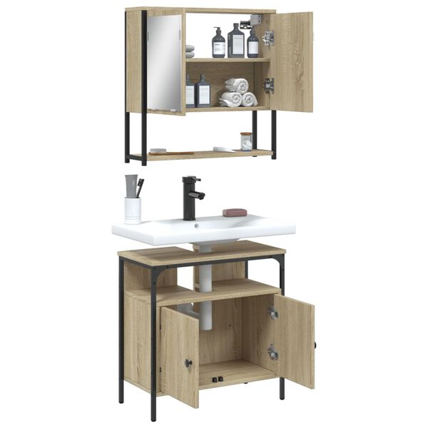 vidaXL Bathroom Furniture Set Sonoma oak Engineered wood Medium