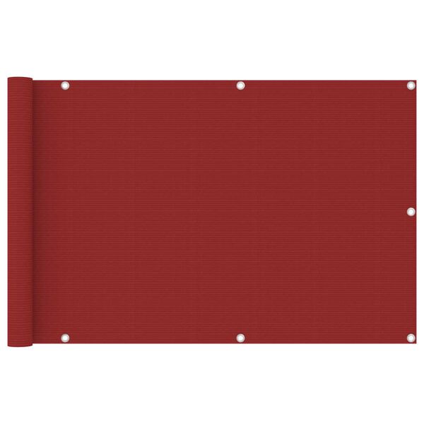vidaXL Balcony Screen Red 35.4x157.5" HDPE