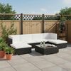 vidaXL Poly Rattan Sofa Set Black rattan and cream white cushion