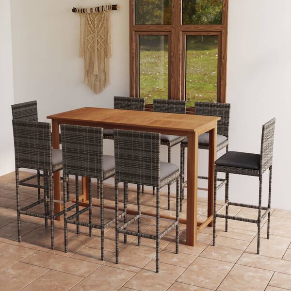 vidaXL Garden Bar Set Gray, Anthracite