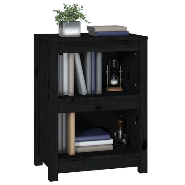 vidaXL Book Cabinet Black Solid pine wood Compact Book Cabinet
