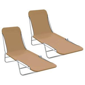 vidaXL Sunlounger Set of 2 Taupe Powder-coated steel