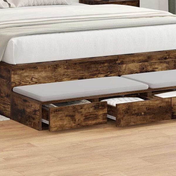 vidaXL Bed Drawers Smoked Oak 55.12 x 14.37 x 6.50 in Engineered Wood
