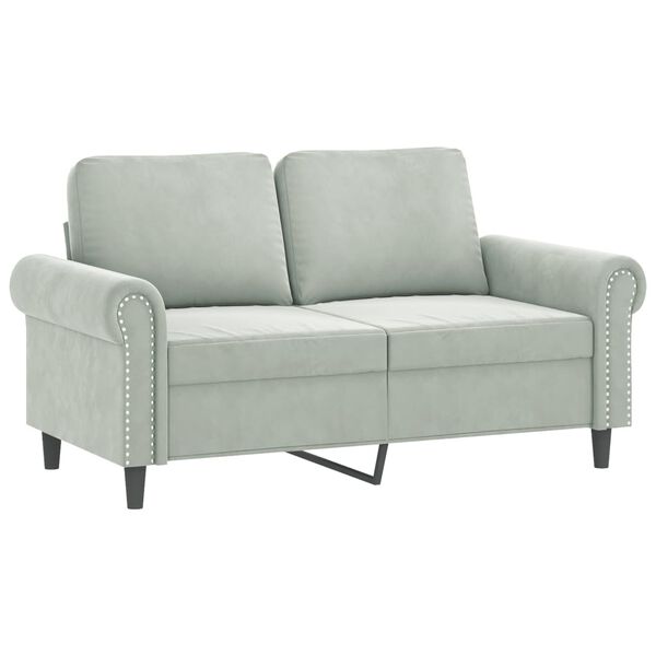 vidaXL Sofa Set Light Gray Velvet (100% polyester), metal, plywood Large