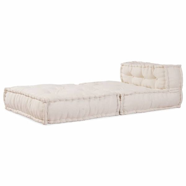 vidaXL Pouffe Cream Cotton Compact Modular Pouffe Square Modern