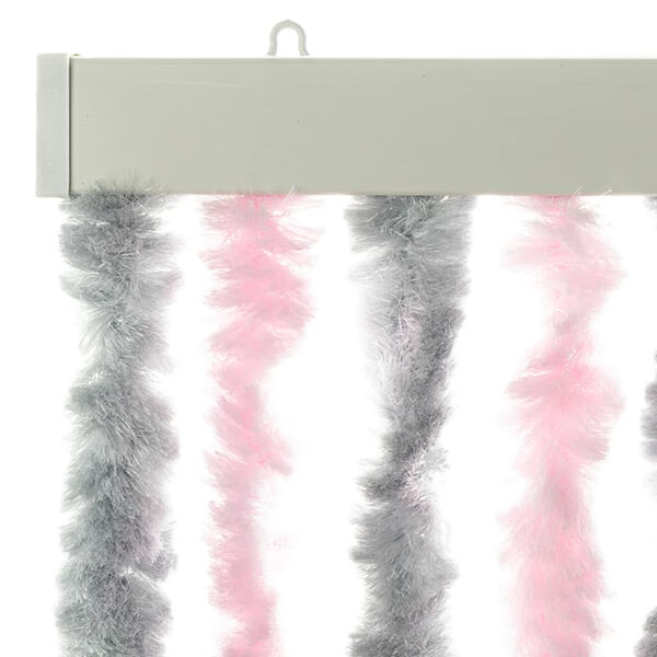 vidaXL Fly Curtain Silver Grey and Pink 22.0x78.7" Chenille