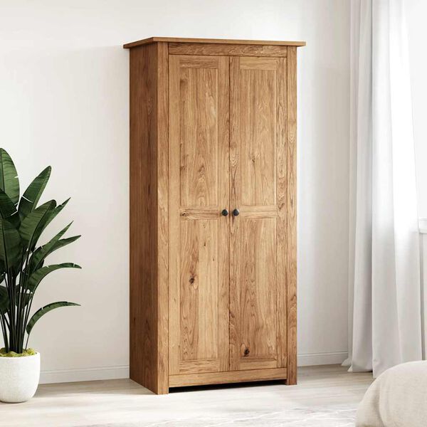 vidaXL Wardrobe Natural wood Solid pine wood 31.5 x 19.7 x 67.5 in