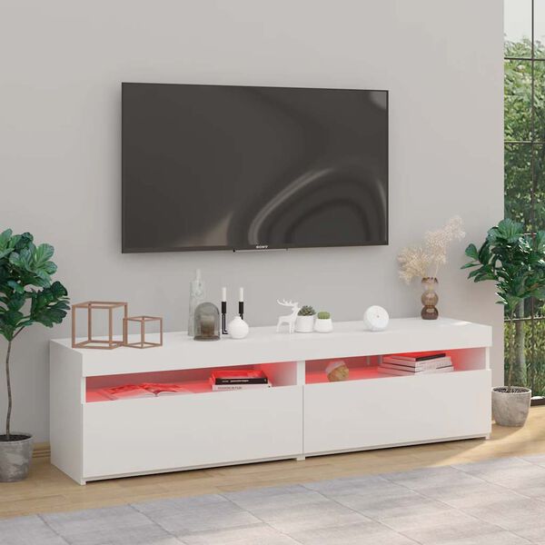 vidaXL TV Cabinet Set of 2 White Engineered Wood 29.5 x 13.8 x 15.7 in