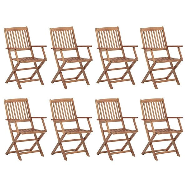 vidaXL Outdoor Chair Set of 8 Brown Solid Acacia wood Standard