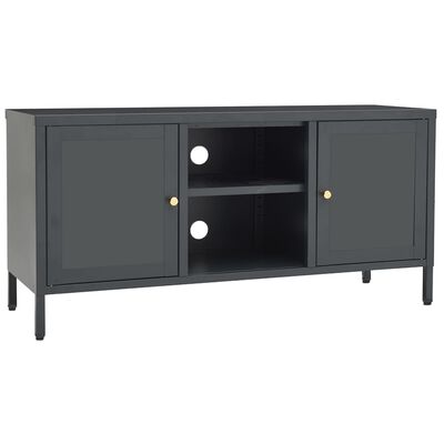 vidaXL TV Stand Anthracite 41.3"x13.8"x20.5" Steel and Glass