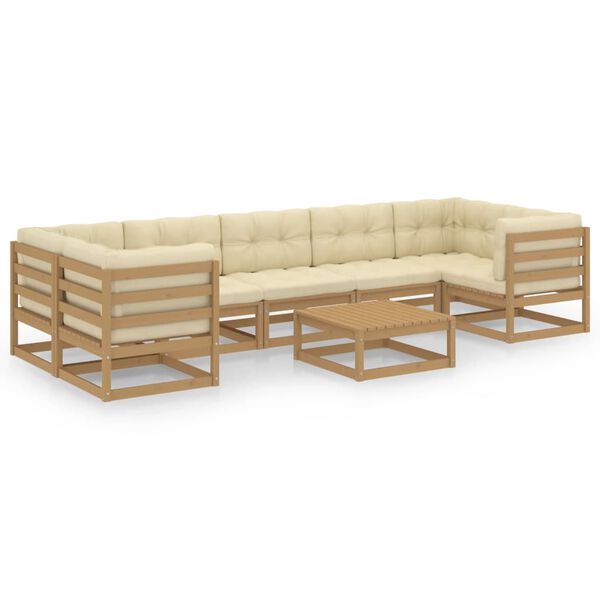vidaXL Garden Lounge Set Honey Brown Solid pinewood, fabric (100% polyester)