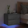vidaXL Wall-mounted Bedside Cabinet with LED Lights Gray Sonoma