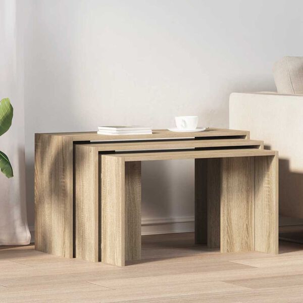 vidaXL Nesting Table Sonoma oak Engineered wood Small to Medium