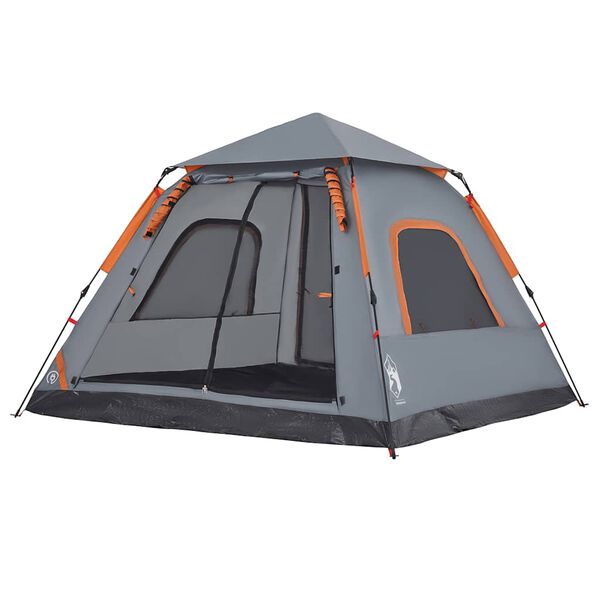 vidaXL Camping Tent Dome 5-Person Gray and Orange Quick Release