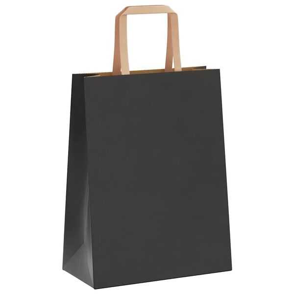 vidaXL Paper Bags 250 pcs with Handles Black 21x11x28 cm
