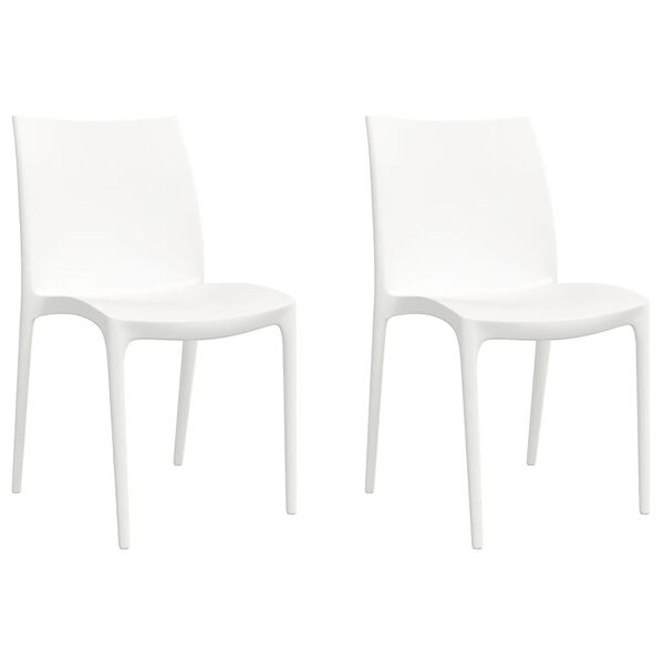 vidaXL Garden Chair Set of 2 White Polypropylene Medium Stackable