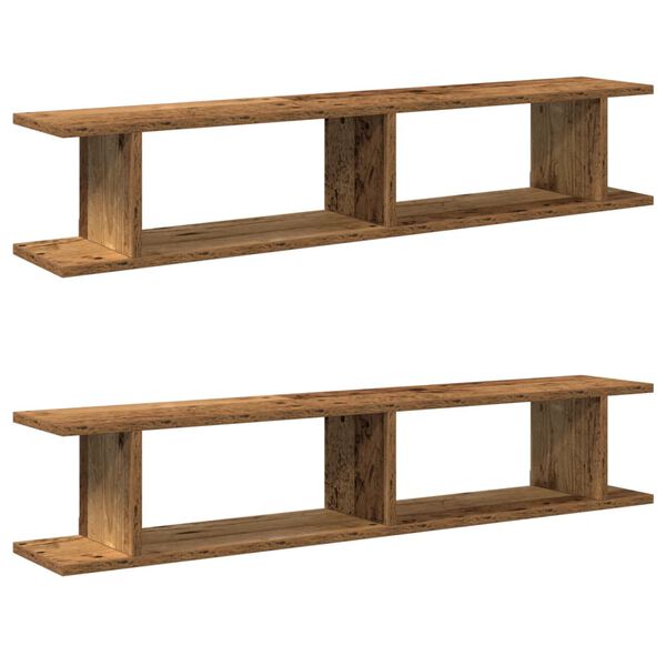 vidaXL Wall Shelf Set of 2 Old wood Engineered wood 41.3 x 7.1 x 7.9 in
