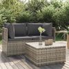 vidaXL Garden Lounge Set Grey PE Rattan, PVC, Polyester, Powder-Coated Steel