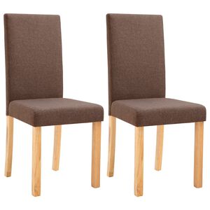 vidaXL Dining Chair Set of 2 Brown Fabric Standard Durable