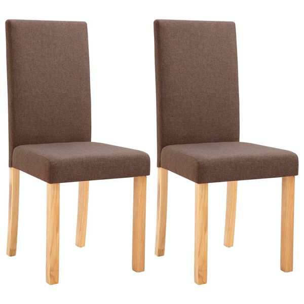 vidaXL Dining Chair Set of 2 Brown Fabric Standard Durable